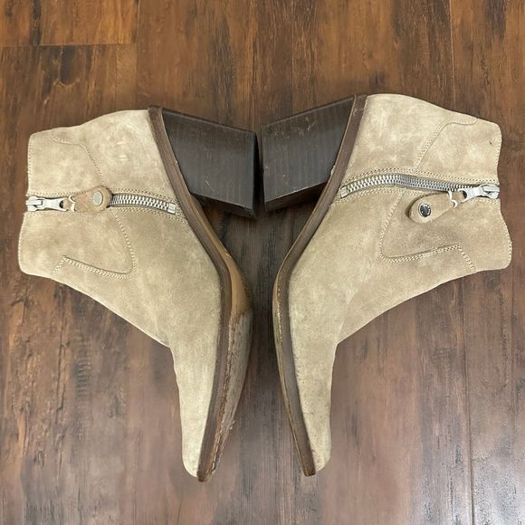 RAG & BONE Razor Booties Zip Up Ankle Boots in Light Sand Leather - Picture 7 of 13
